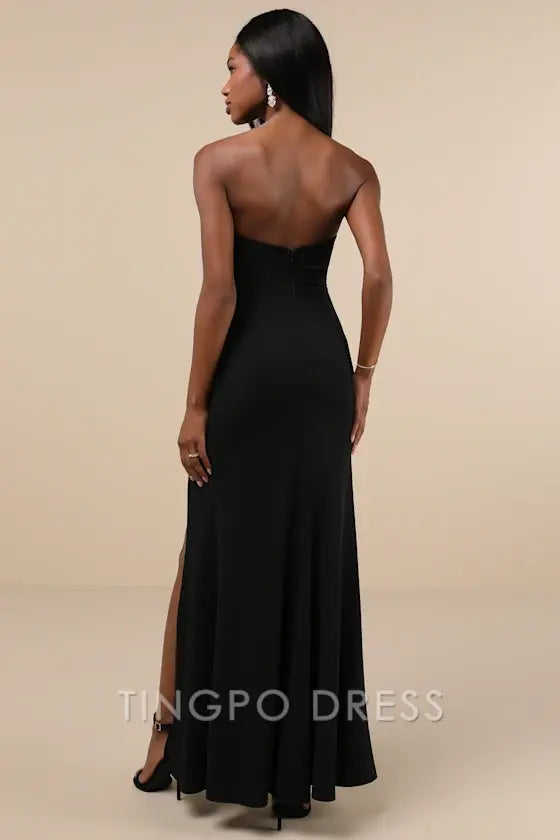 TingPo Wholesale Signature Elegance Spellbinding Allure Black Bustier Strapless Mermaid Maxi Dress formal wear dresses 